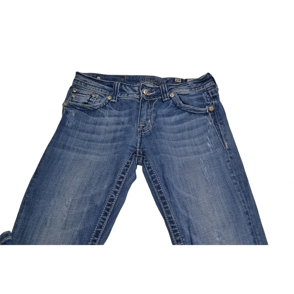 Miss Me Bootcut Jeans Womens‎ 28 Blue Good Rhinestone Embellished Low Rise